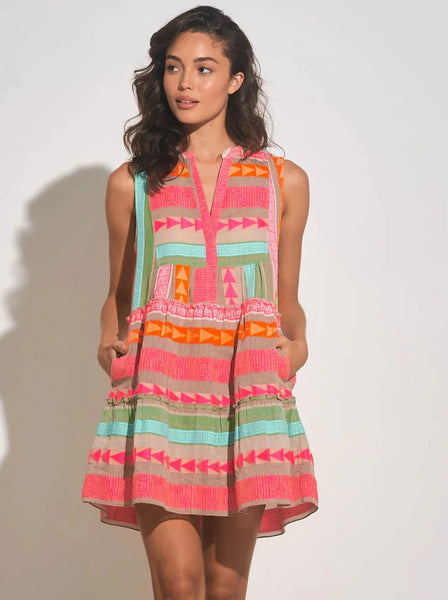 Aztec Tiered Sleeveless Dress