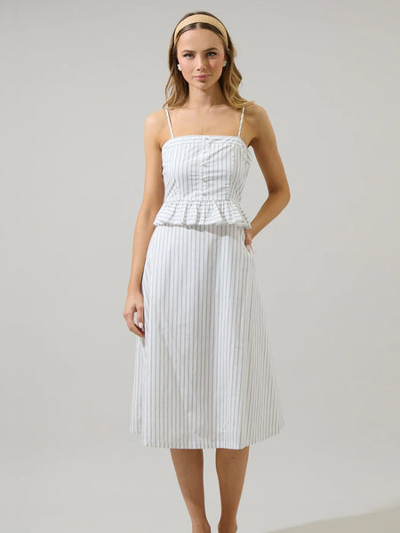 Lanah Striped Kohler Midi Dress