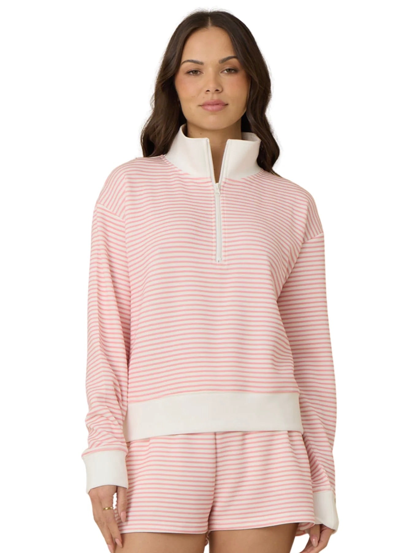 Striped Cloud Fleece Quarter Zip