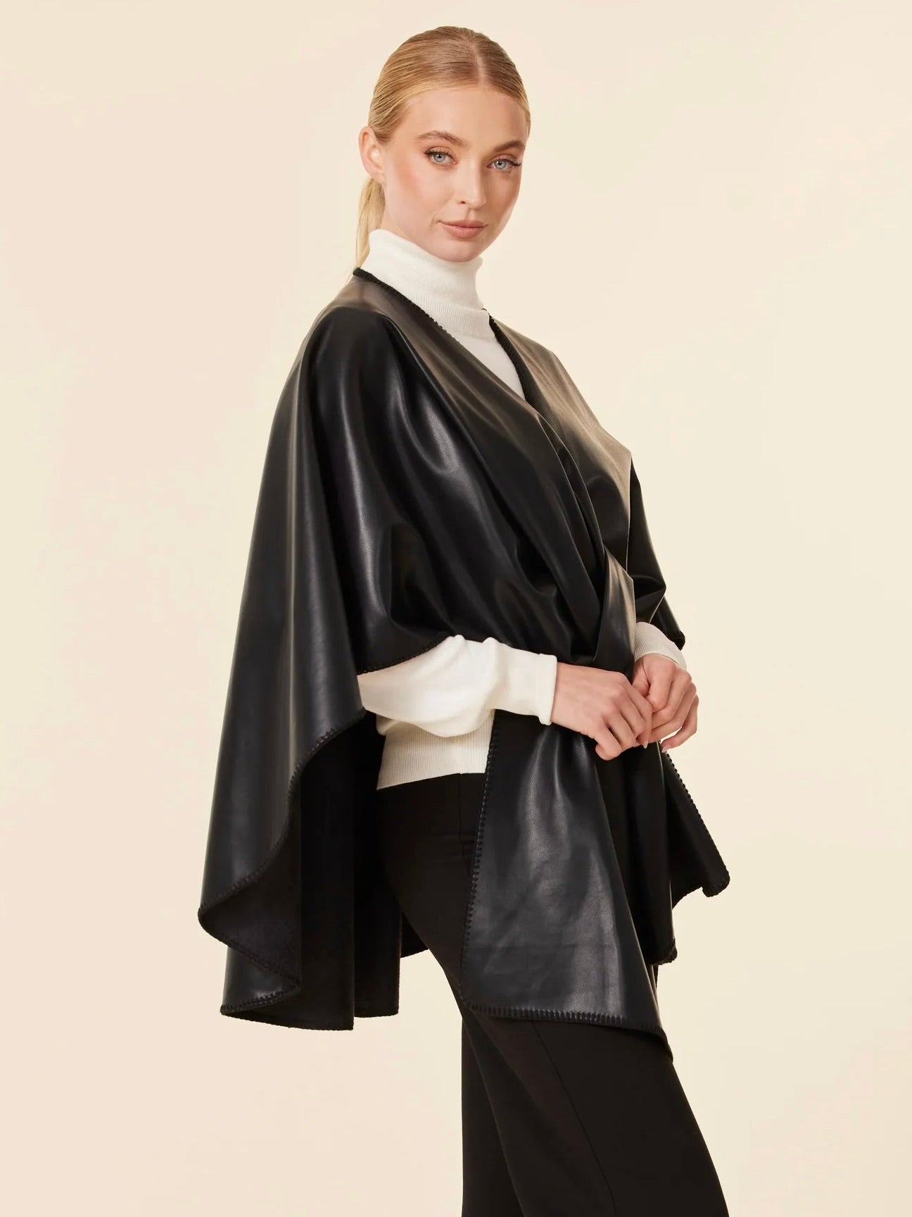Vegan Leather & Faux Suede Tonal Whipstitch Wrap