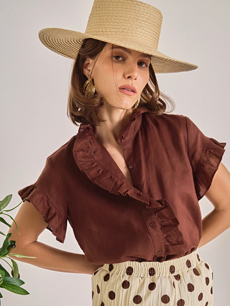 Linen Ruffle Shirt