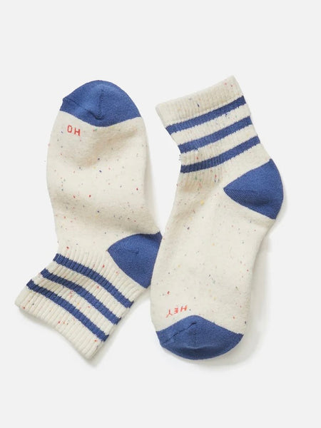 {Marine Layer} Quarter Crew Sock - Navy Stripe