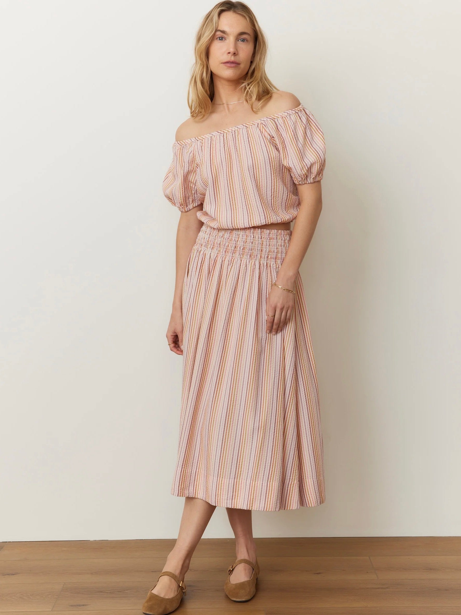 {Marine Layer} Bea Seersucker Midi Skirt