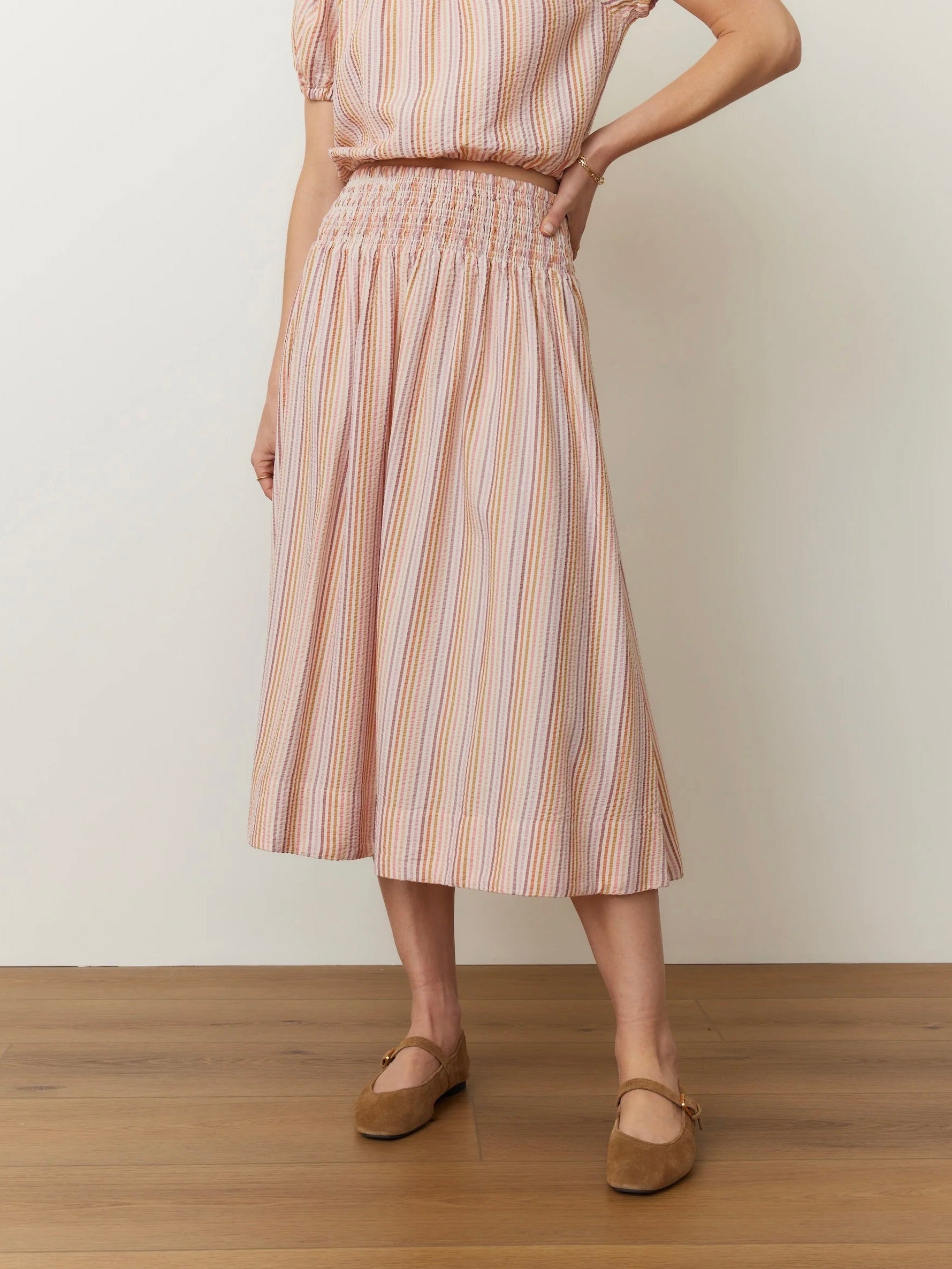{Marine Layer} Bea Seersucker Midi Skirt