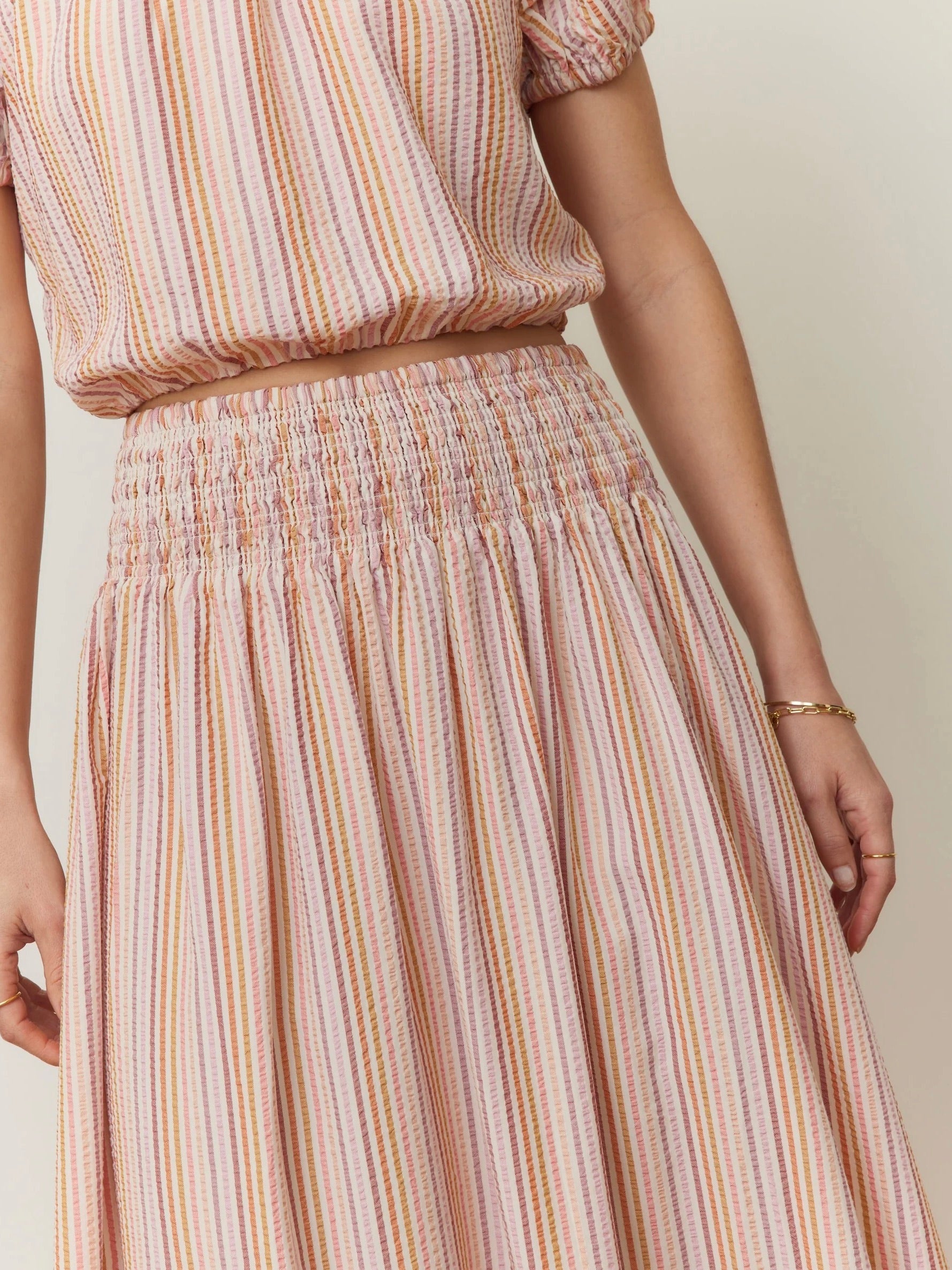 {Marine Layer} Bea Seersucker Midi Skirt