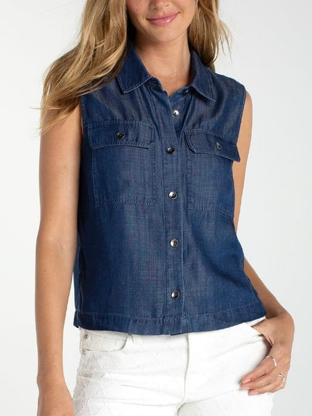{Liverpool} Sleeveless Button Top