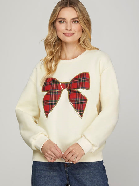 Christmas Plaid Bow Sweater