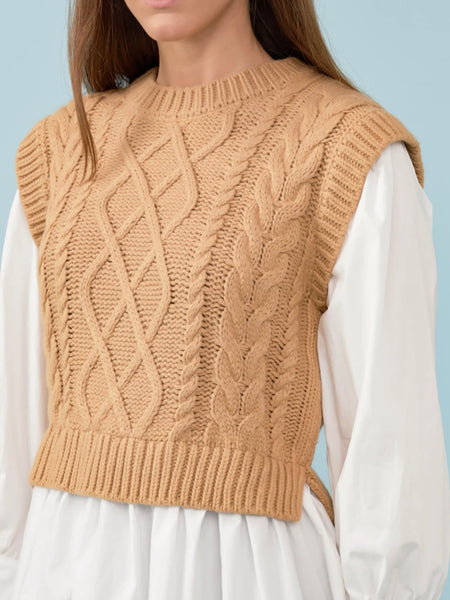 Mixed Media Cable Knit Sweater