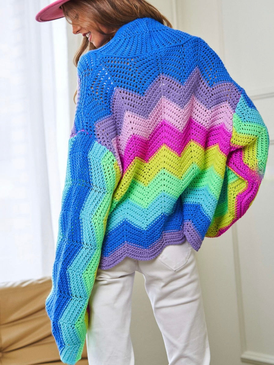 Groovy Rainbow Knit Cardigan