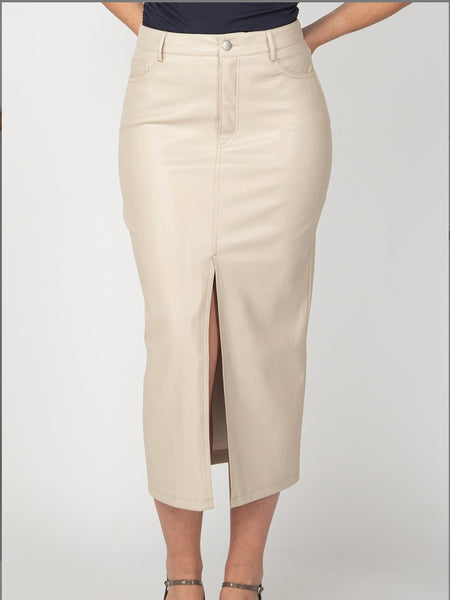 Bernie Faux Leather Midi Skirt