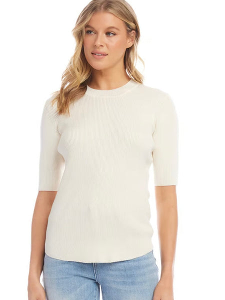 Short Sleeve Ribbed Sweater