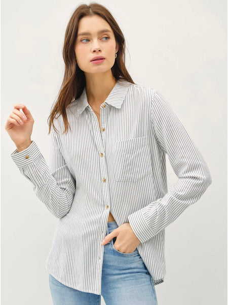 Pinstripe Button Down Top