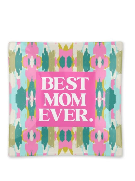 Best Mom Ever Colorful Glass Tray