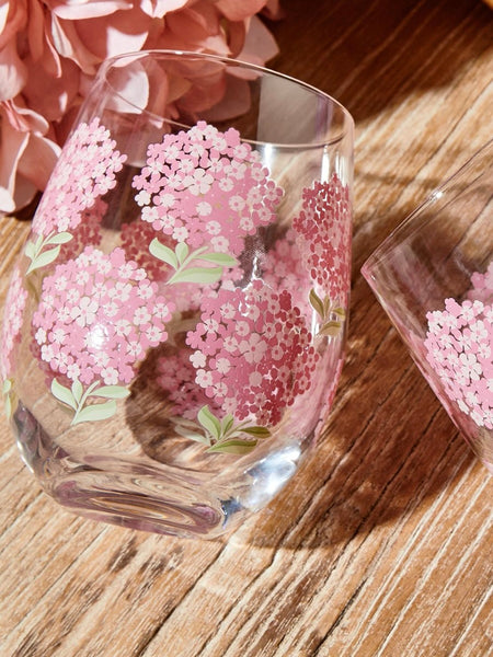 Hydrangea Stemless Wine Glass