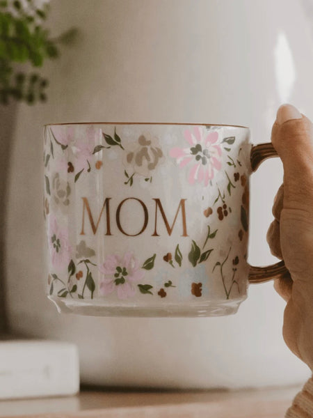 Gold Handle Floral Mug