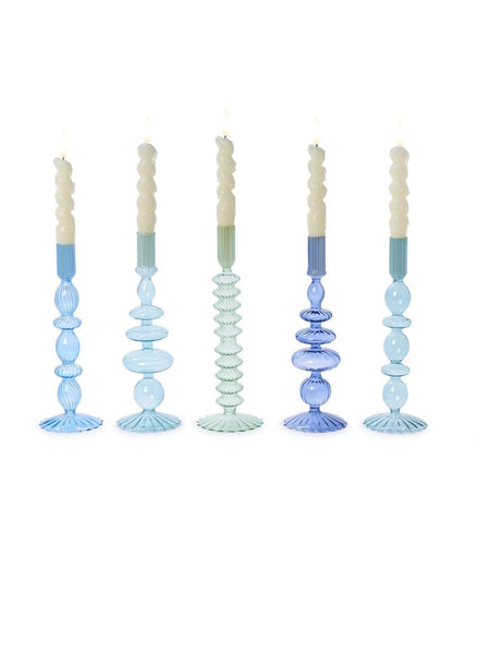 Blue Glass Candleholders