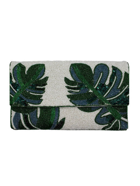 Palm Leaves Beaded Clutch