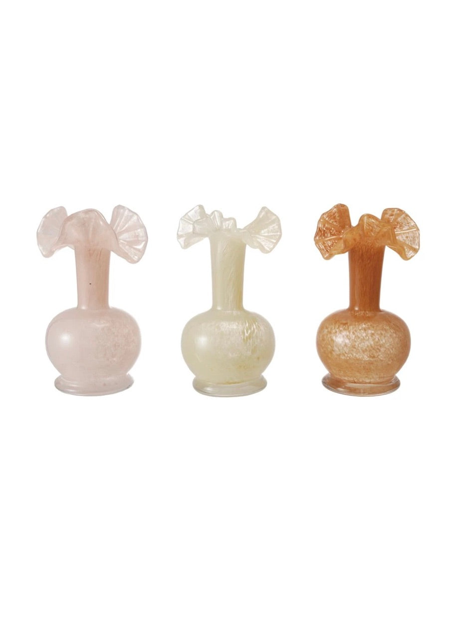 Art Glass Vase with Ruffles