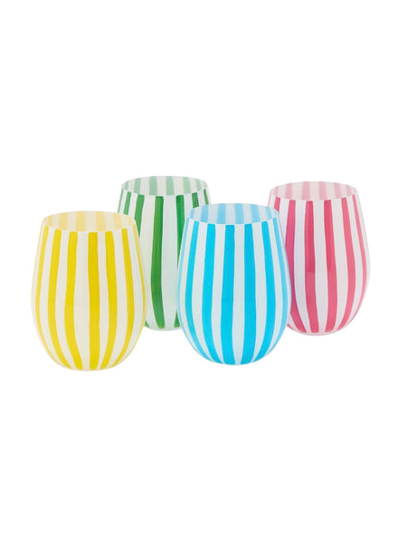 Stripe Stemless Wine Glasses