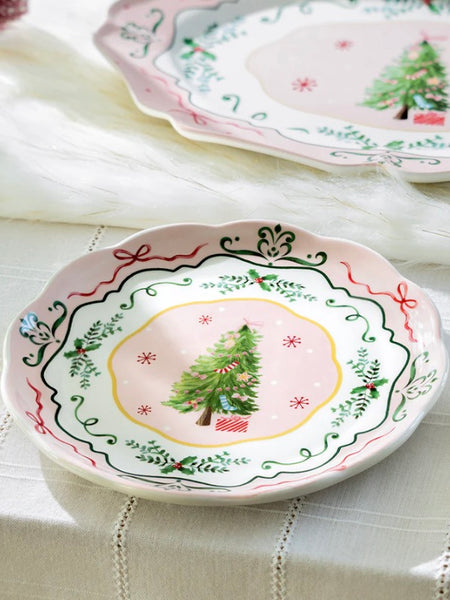 Christmas Tree Pink Dessert/Salad Plate