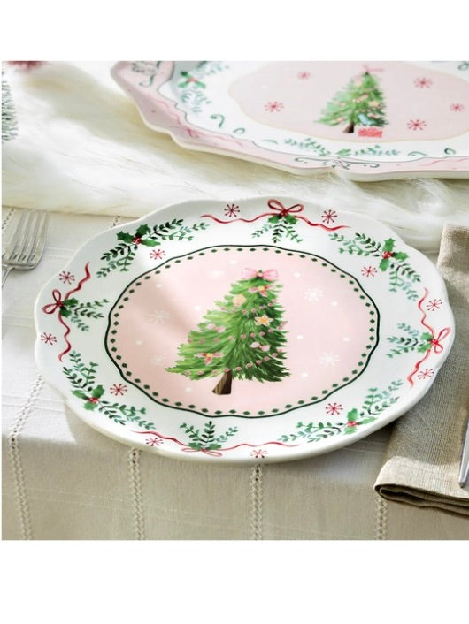 Christmas Tree Pink Dinner Plate