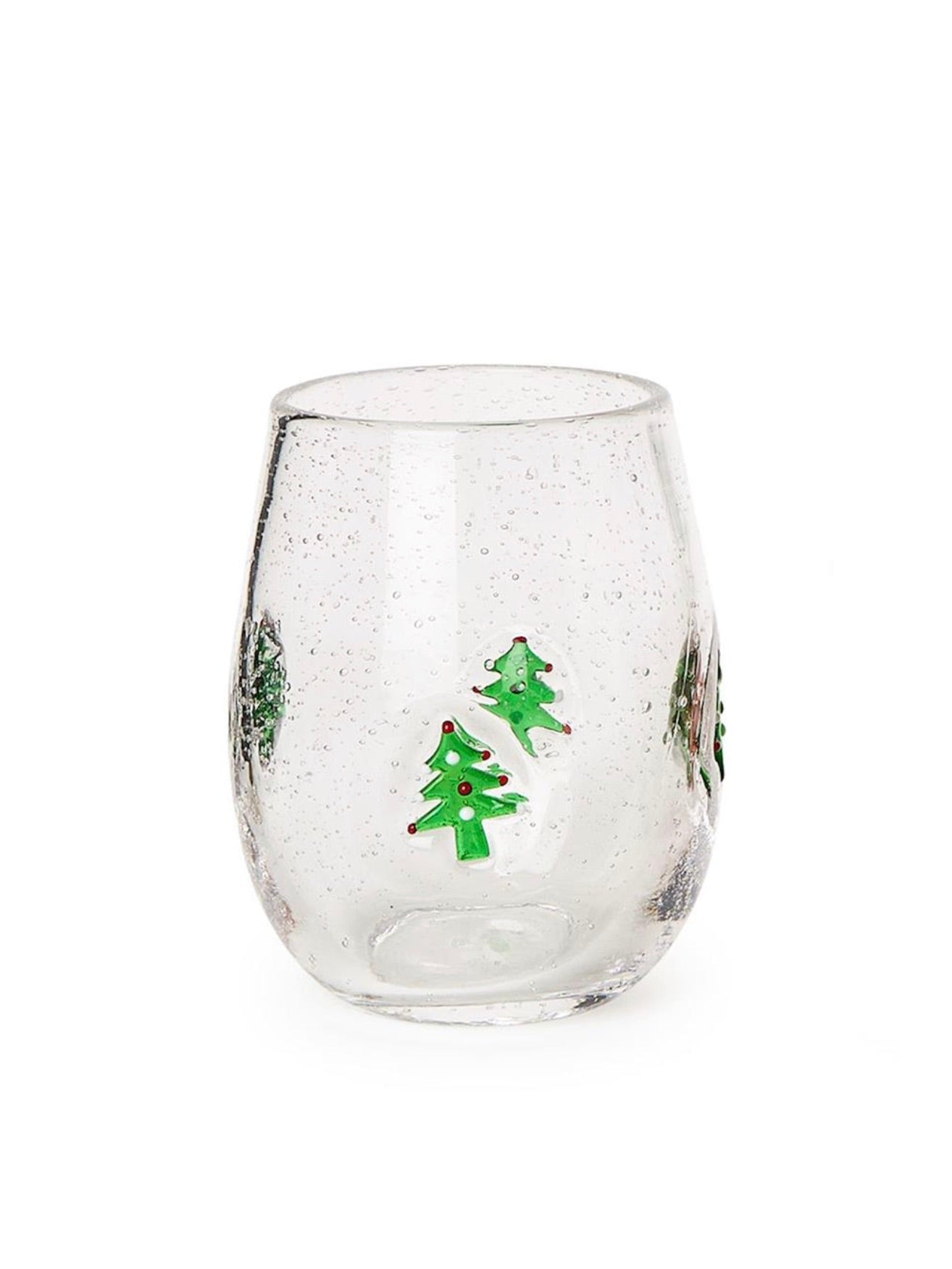 Holiday Cheer Bubble Stemless Wine Glass w/Icon