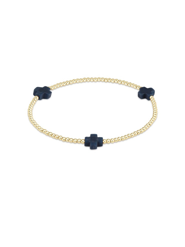 {enewton} Signature Cross Small Gold 2mm Bead Bracelet