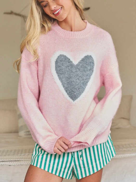 Plush Heart Graphic Sweater