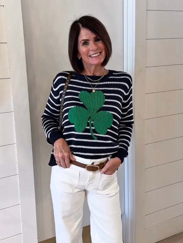 Shamrock Striped Crew Cotton Sweater