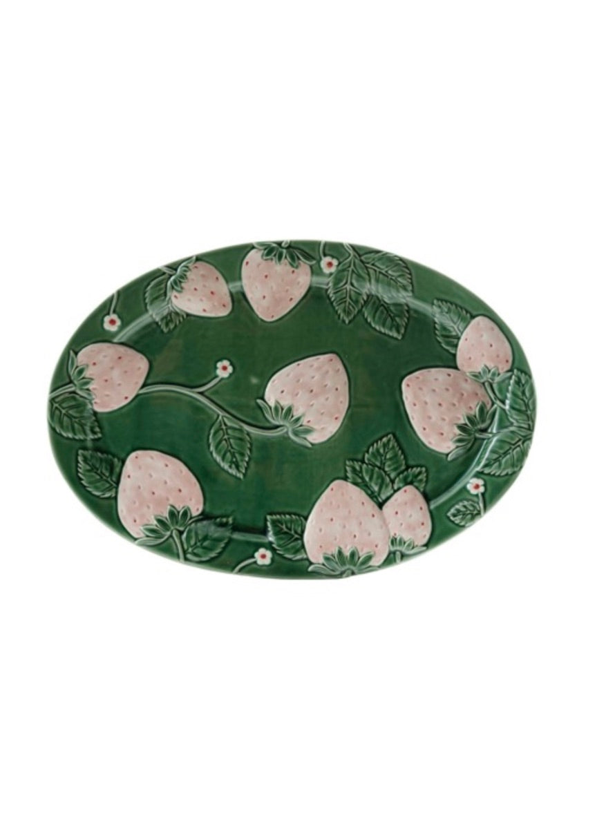 Oval Hand Painted Embossed Platter