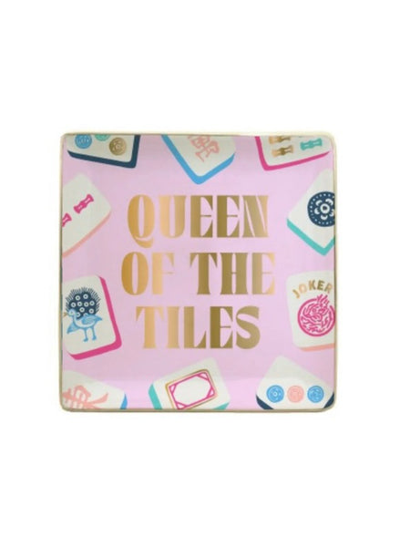 Ceramic Mahjong Trinket Tray - Queen of the Tiles