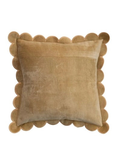 Cotton Velvet Pillow with Scallop Edge