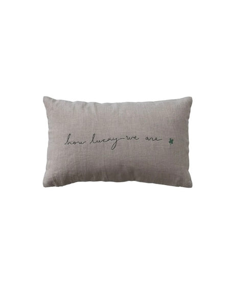 How Lucky We Are Linen Lumbar Pillow
