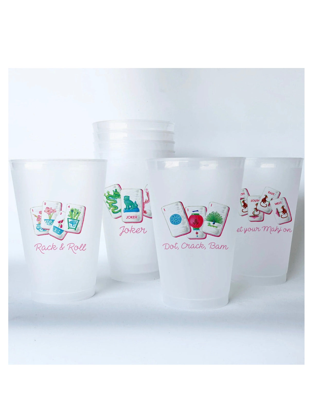 Mahjong Shatterproof Set of 8 Cups