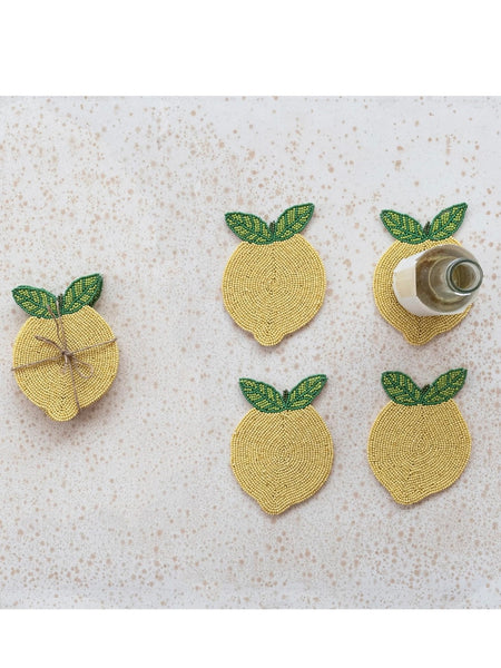 Lemon Beaded Coaster Set