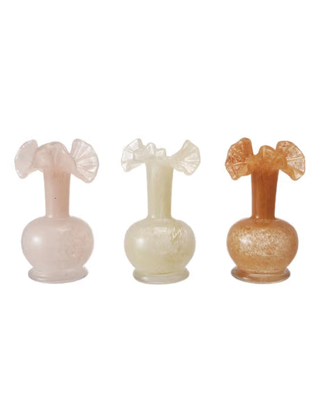 Art Glass Vase with Ruffles