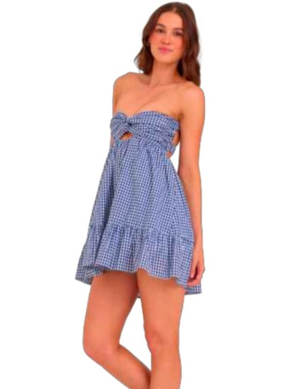 Gingham Strapless Mini Dress