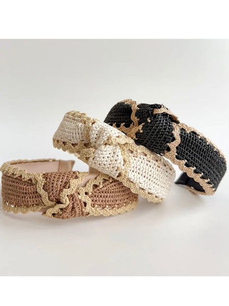 Scallop Crochet Trim Rattan Headband