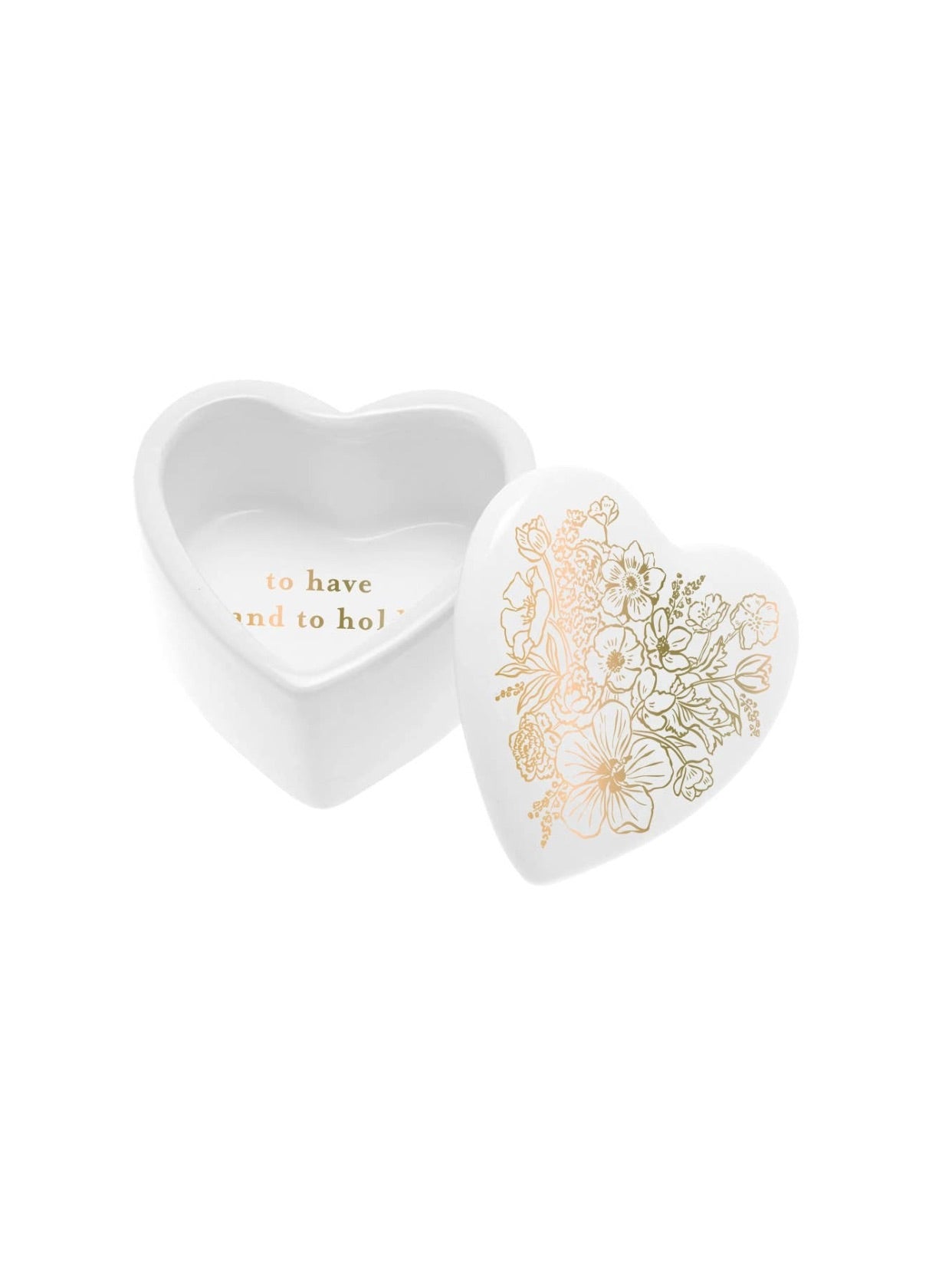 Ceramic Heart Shaped Trinket Box - To Have and To Hold