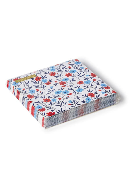 Red, White & Blue Bloom Cocktail Napkin