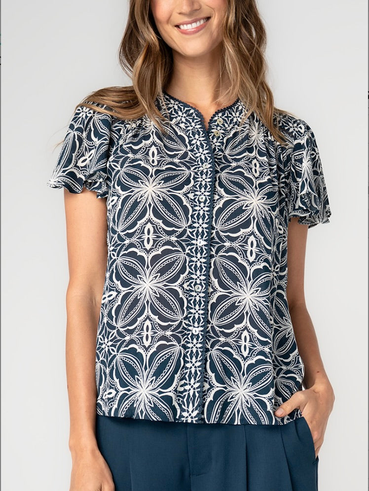 Liverpool Flutter Sleeve Woven Top
