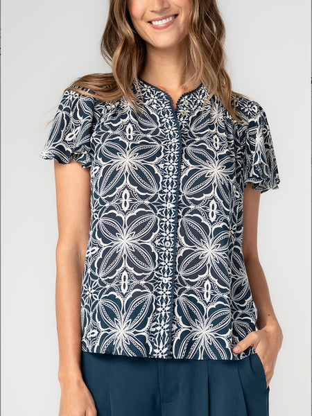 Liverpool Flutter Sleeve Woven Top