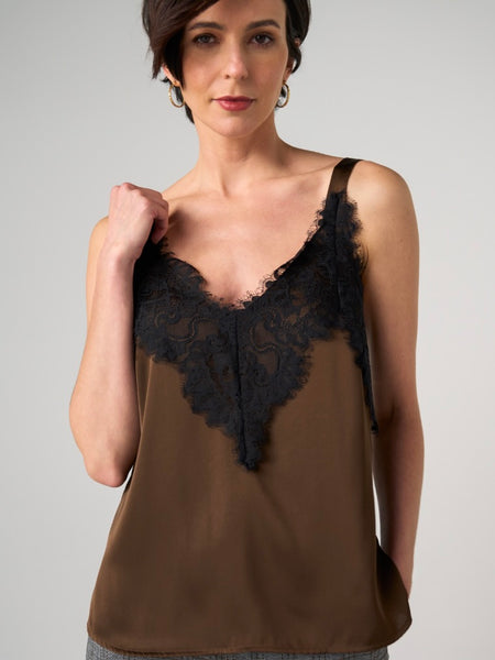 Liverpool Sleeveless Woven Top with Lace