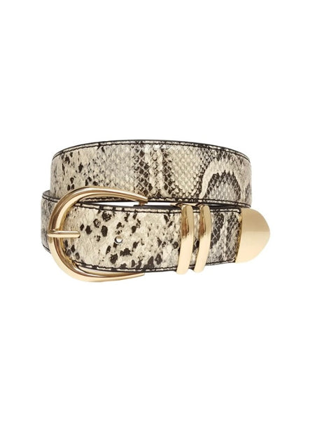Snake Print Gold Buckle Belt