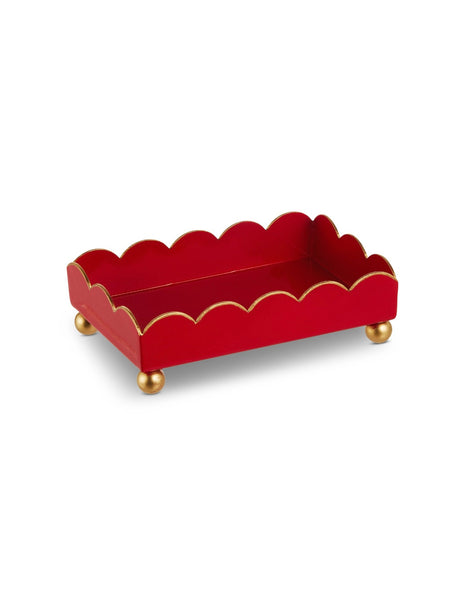 6" Red Scalloped Tray