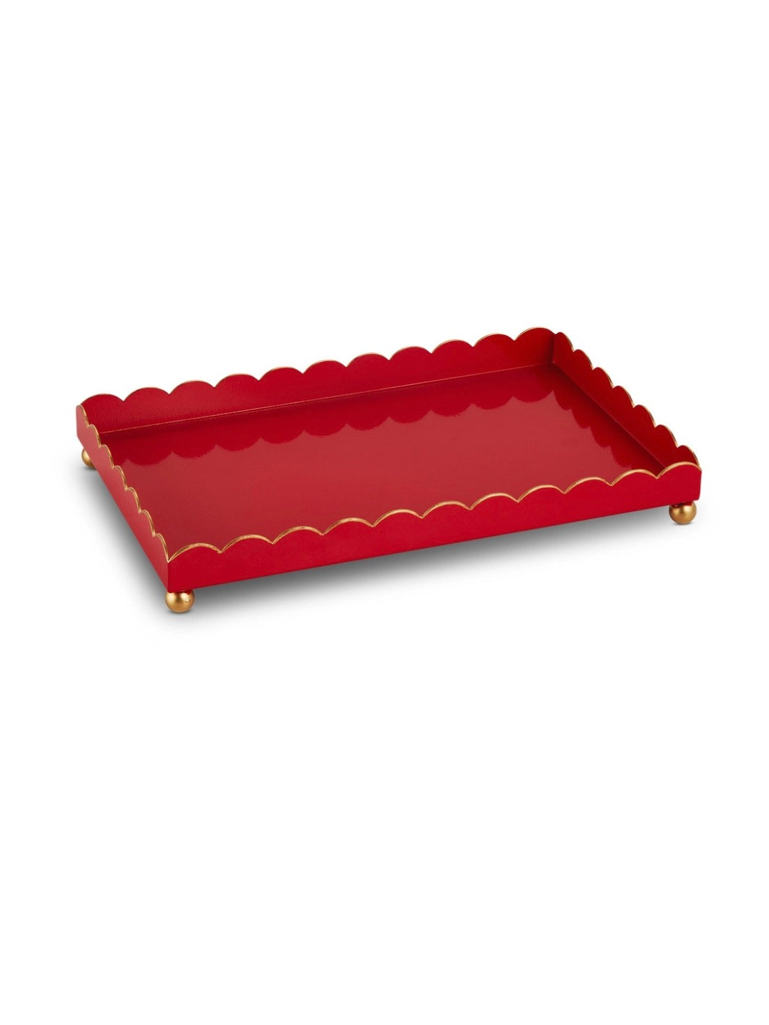 14" Red Scalloped Tray