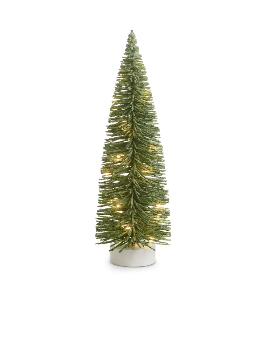 20" High Green Flocked Lighted Bottle Brush Tree