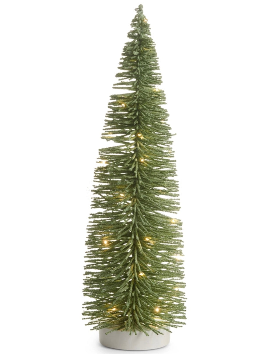 26" High Green Flocked Lighted Bottle Brush Tree