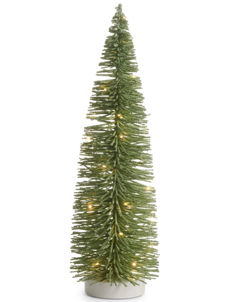 26" High Green Flocked Lighted Bottle Brush Tree