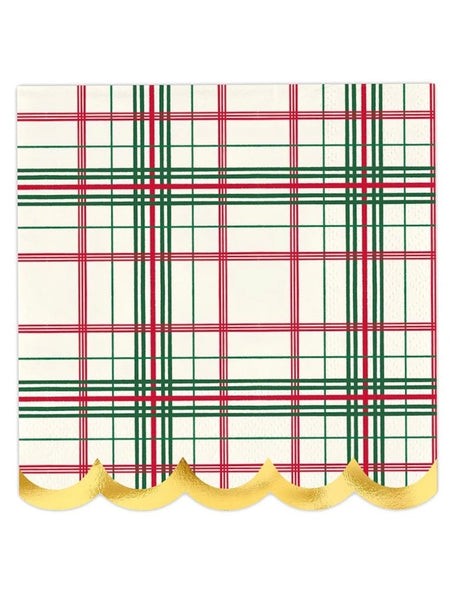 Ivory Plaid Cocktail Napkin